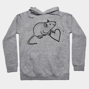 Minimal Rat Holds Your Heart Outline Hoodie